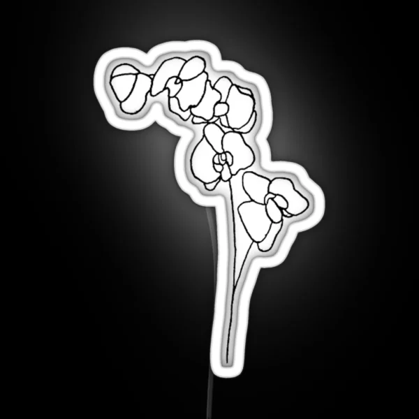 Orchid Flowers Drawing RGB Neon Sign