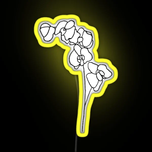 Orchid Flowers Drawing RGB Neon Sign