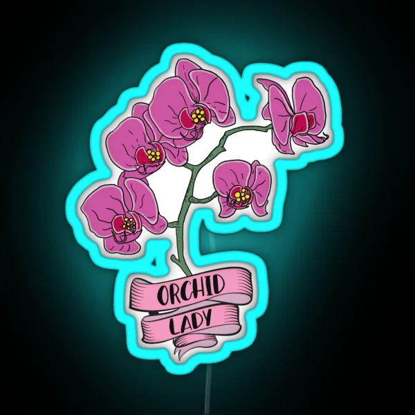 Orchid Plant Lady Cartoon RGB Neon Sign