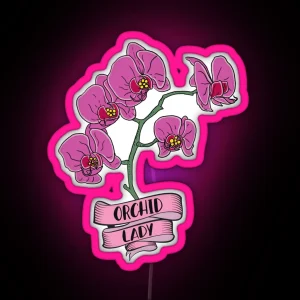 Orchid Plant Lady Cartoon RGB Neon Sign