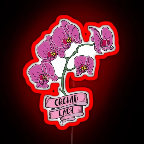 Orchid Plant Lady Cartoon RGB Neon Sign
