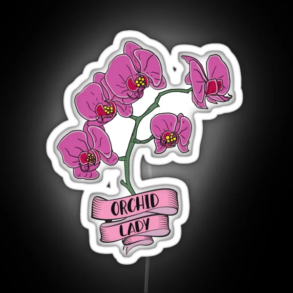 Orchid Plant Lady Cartoon RGB Neon Sign