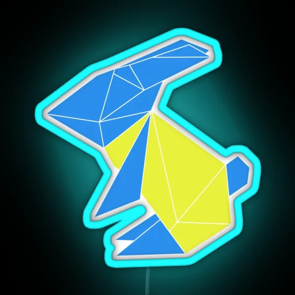 Origami Rabbit To The Moon RGB Neon Sign