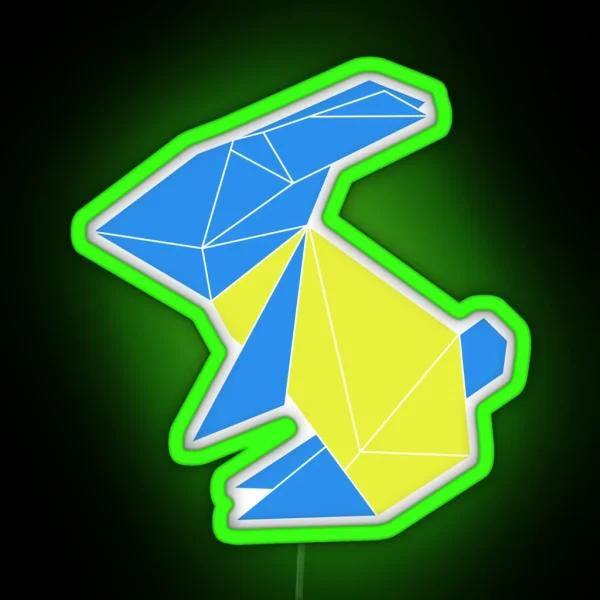 Origami Rabbit To The Moon RGB Neon Sign
