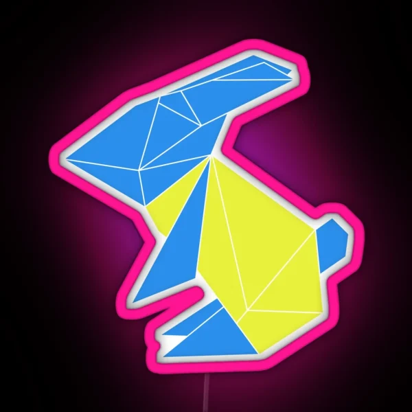 Origami Rabbit To The Moon RGB Neon Sign