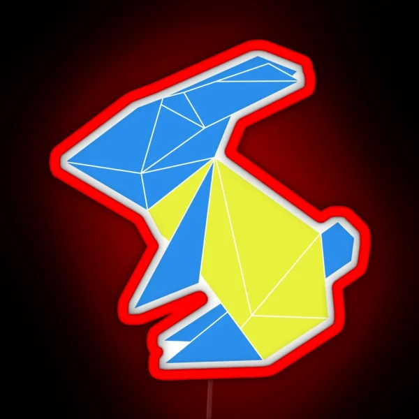 Origami Rabbit To The Moon RGB Neon Sign