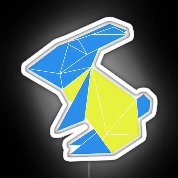 Origami Rabbit To The Moon RGB Neon Sign