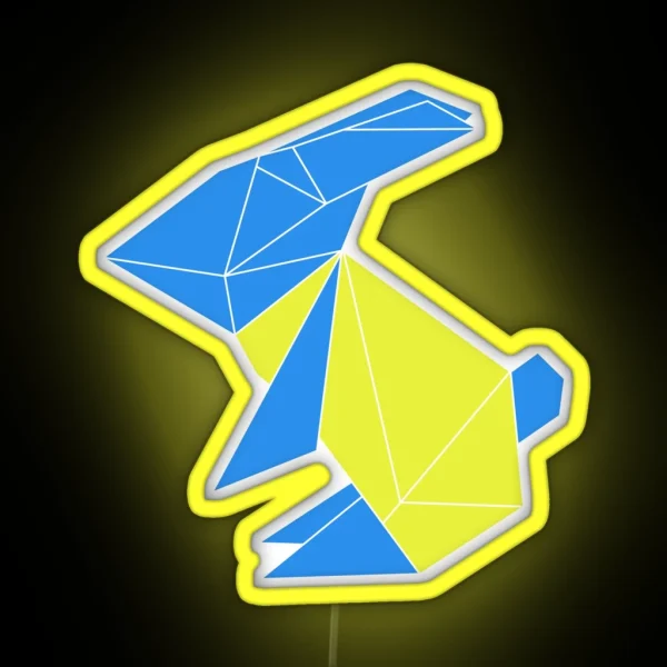 Origami Rabbit To The Moon RGB Neon Sign