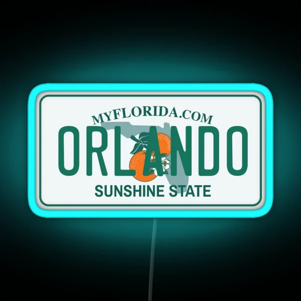Orlando Florida License Plate RGB Neon Sign