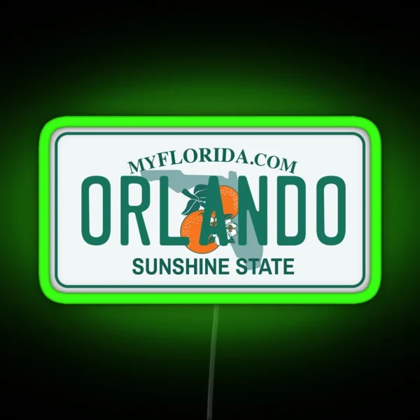 Orlando Florida License Plate RGB Neon Sign