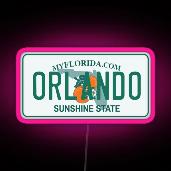 Orlando Florida License Plate RGB Neon Sign