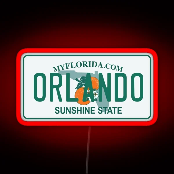 Orlando Florida License Plate RGB Neon Sign