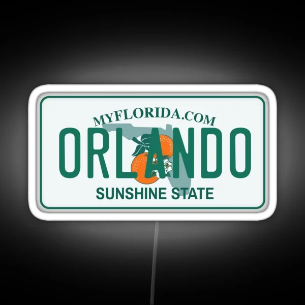Orlando Florida License Plate RGB Neon Sign
