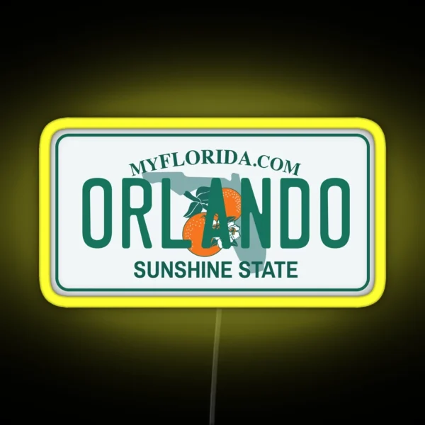 Orlando Florida License Plate RGB Neon Sign