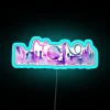 Orlando theme park watercolor skyline silhouette neon sign in color