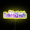 Vibrant Orlando theme park-inspired watercolor skyline silhouette LED neon signage
