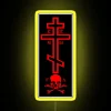 Orthodox Christian symbol with red RGB neon Adam's skull decoration