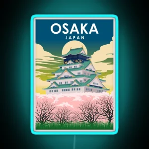 Osaka Japan Vintage Minimal Retro Travel Poster RGB Neon Sign