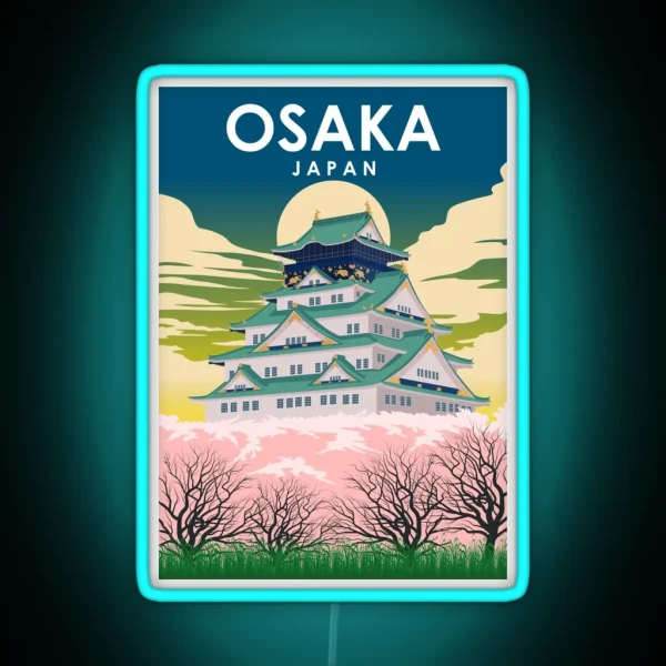 Osaka Japan Vintage Minimal Retro Travel RGB Neon Sign