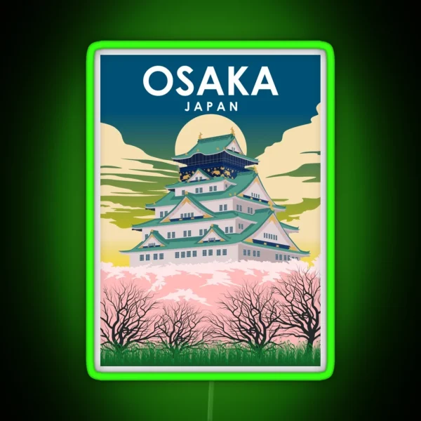Osaka Japan Vintage Minimal Retro Travel RGB Neon Sign
