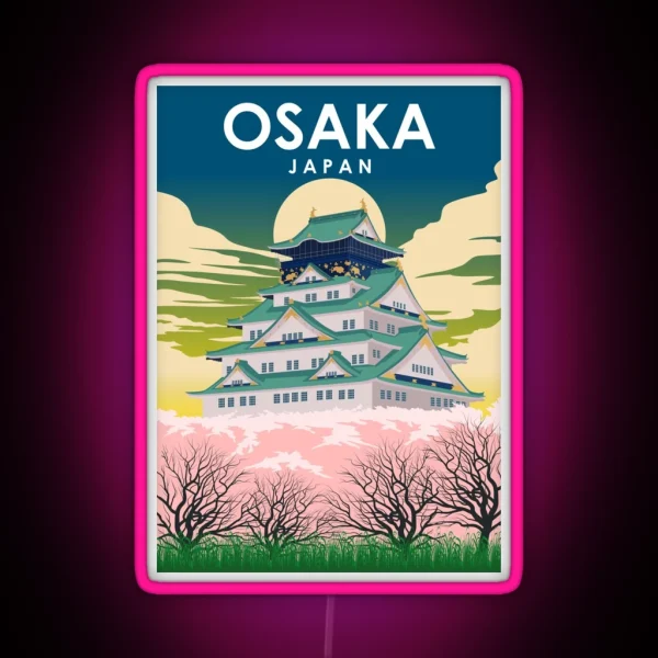 Osaka Japan Vintage Minimal Retro Travel RGB Neon Sign