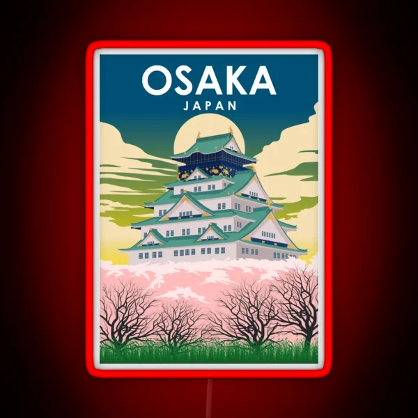 Osaka Japan Vintage Minimal Retro Travel RGB Neon Sign