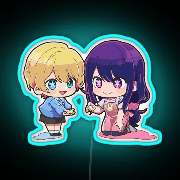 Oshi No Ko Chibi Hoshino Ai And Baby Aqua RGB Neon Sign