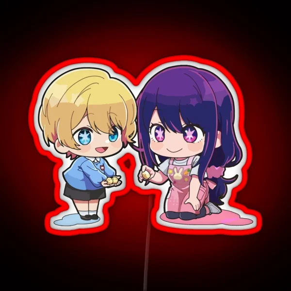 Oshi No Ko Chibi Hoshino Ai And Baby Aqua RGB Neon Sign