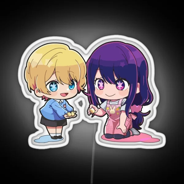 Oshi No Ko Chibi Hoshino Ai And Baby Aqua RGB Neon Sign