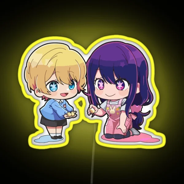 Oshi No Ko Chibi Hoshino Ai And Baby Aqua RGB Neon Sign