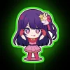 Vibrant Neon Light Sign Featuring Adorable Kawaii Idol Character Design