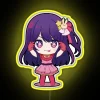 RGB Neon Sign with Cute Idol Kawaii Character Hoshino AI Smile