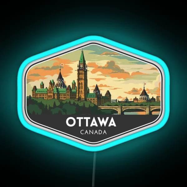 Ottawa Canada Travel Art RGB Neon Sign