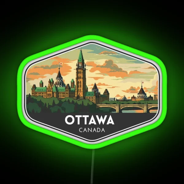 Ottawa Canada Travel Art RGB Neon Sign