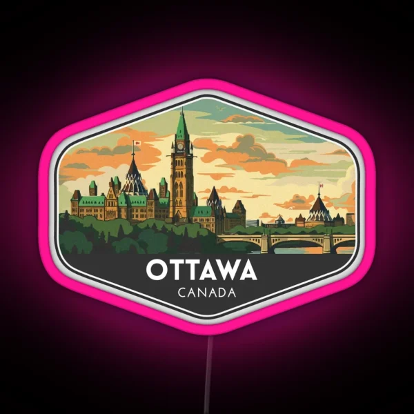Ottawa Canada Travel Art RGB Neon Sign