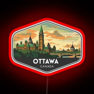 Ottawa Canada Travel Art RGB Neon Sign