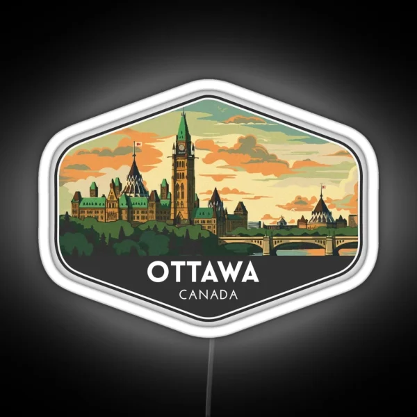 Ottawa Canada Travel Art RGB Neon Sign