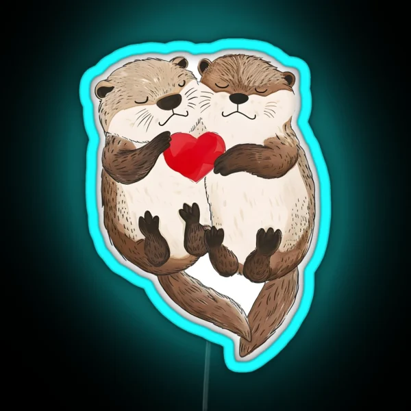 Otter In Love RGB Neon Sign