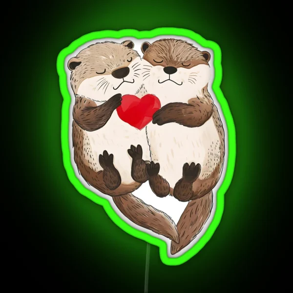 Otter In Love RGB Neon Sign