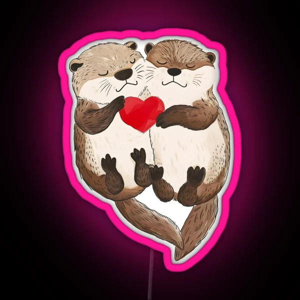 Otter In Love RGB Neon Sign