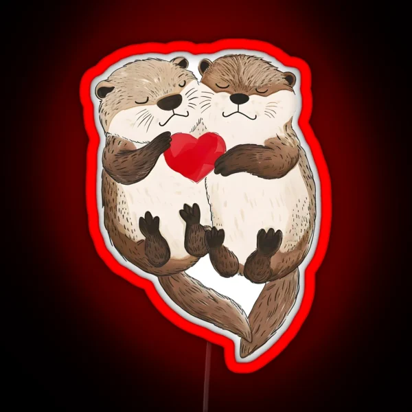 Otter In Love RGB Neon Sign