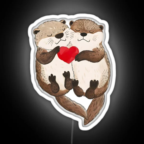 Otter In Love RGB Neon Sign