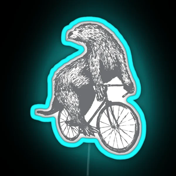 Otter On A Bicycle RGB Neon Sign