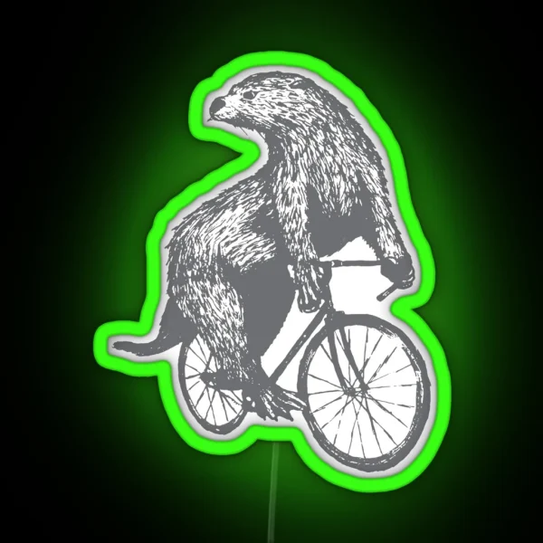 Otter On A Bicycle RGB Neon Sign
