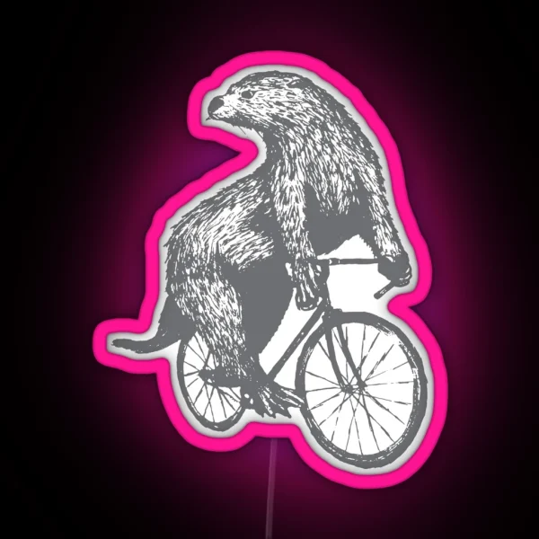 Otter On A Bicycle RGB Neon Sign