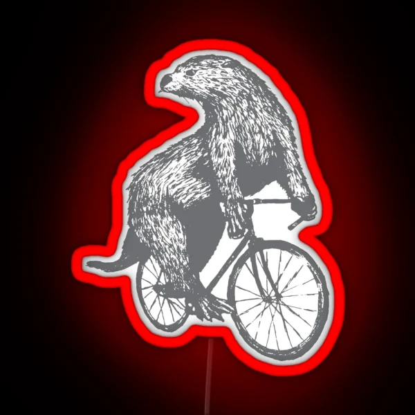 Otter On A Bicycle RGB Neon Sign