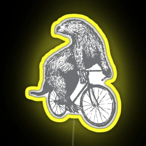Otter On A Bicycle RGB Neon Sign