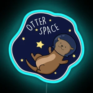 Otter Space Funny Astronaut Funny Animal Pun RGB Neon Sign