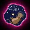 RGB Neon Sign Art Fun Humorous Otter in Space Costume