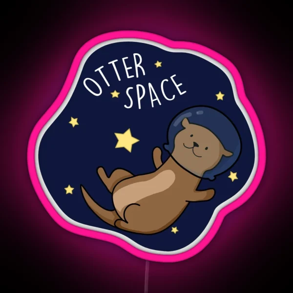 Otter Space Funny Astronaut Funny Animal Pun RGB Neon Sign